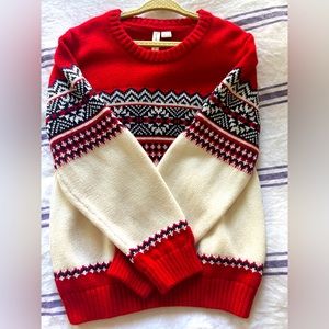 Janie and Jack Fair Isle Pullover in Ruby Red